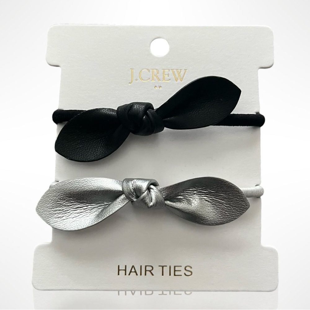 J.Crew Faux-leather bow hair ties ,elevated your hair style w this beautiful bow - Picture 2 of 3